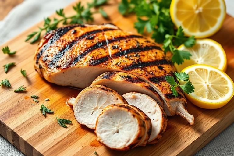 Запечённая куриная грудка с зеленью