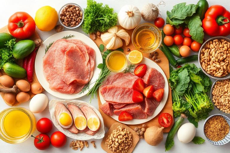Разнообразные полезные продукты на столе